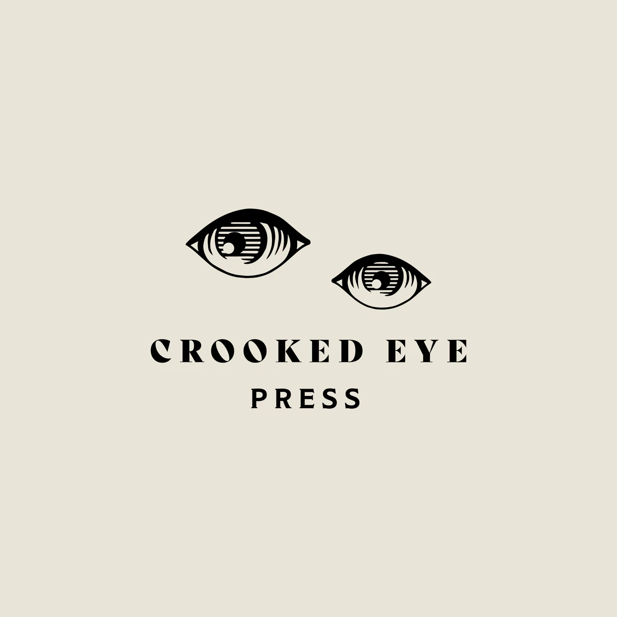 The mark of Crooked Eye Press: two eyes above the press name